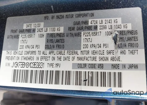 2021 Mazda Cx-5 Sport from USA, damaged, VIN JM3KFBBM8M0353831